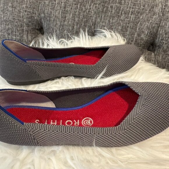 Rothy's The Flat Gray Round Toe Size 8 Ballet Slip On Travel Textile - Picture 2 of 7